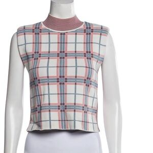 Veronica Beard Pink and White Plaid Crop Top